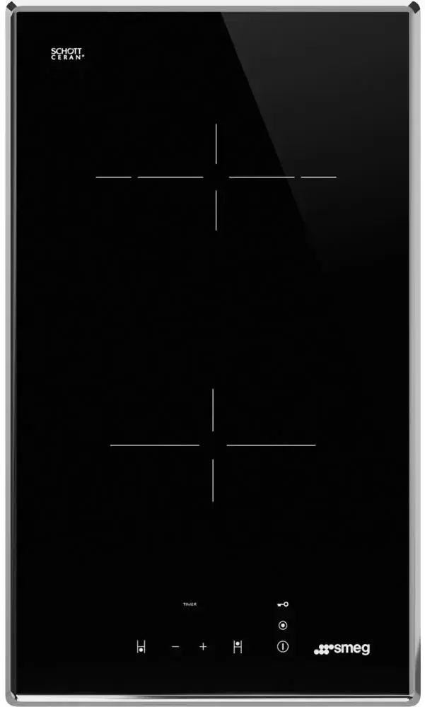 SMEG SE232TX1 Cтеклокерамическая варочная панель, 30 см, прямой край в рамке из нержавеющей стали